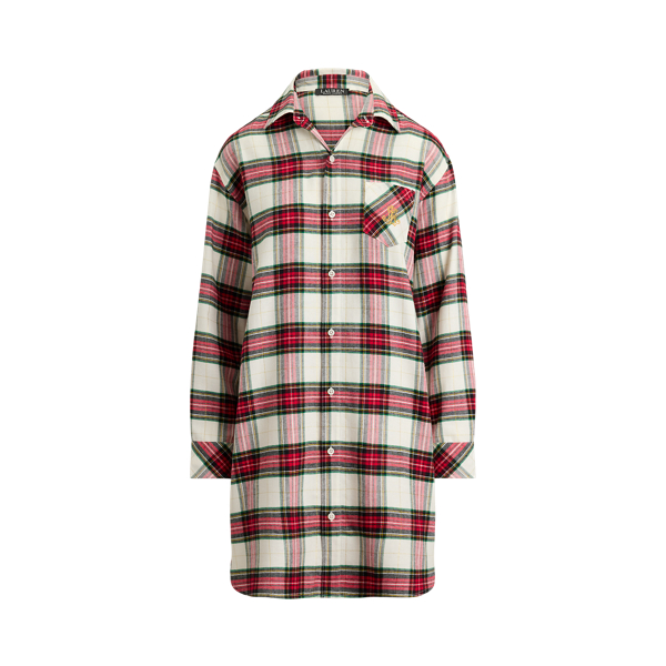 Camisa de dormir de sarja em xadrez