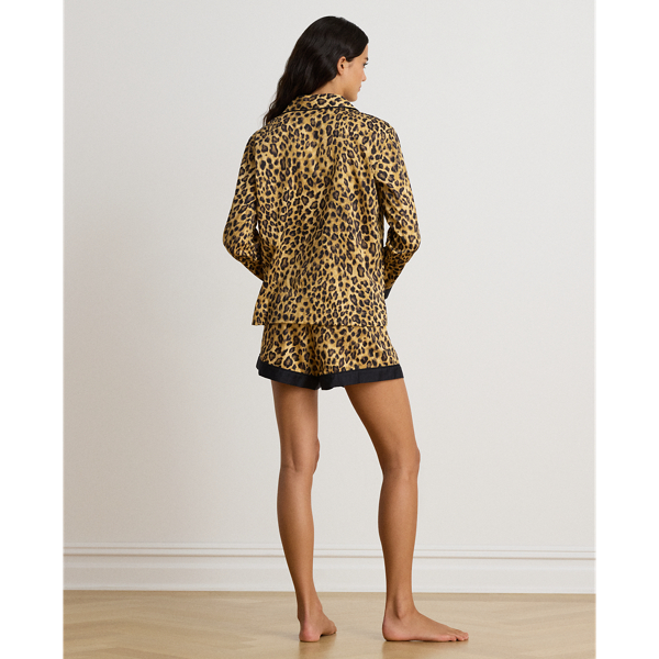 Pijama com boxers em cetineta e leopardo