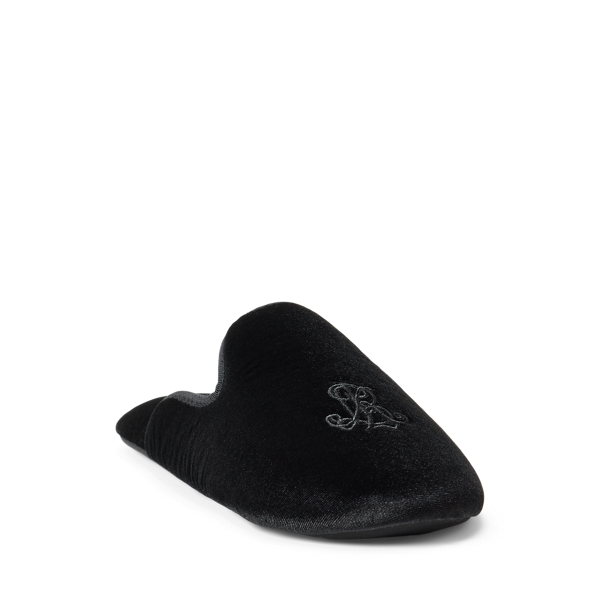 Chaussons en velours &agrave; monogramme