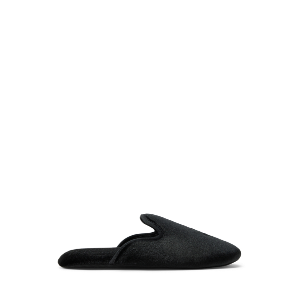 Chaussons en velours &agrave; monogramme