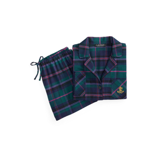 Pigiama scozzese corto in twill