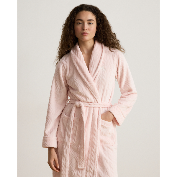  Peignoir en chenille motif Aran cisel&eacute;