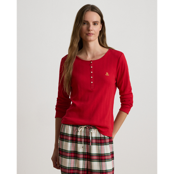 Plaid Cotton-Blend Henley Pyjama Set