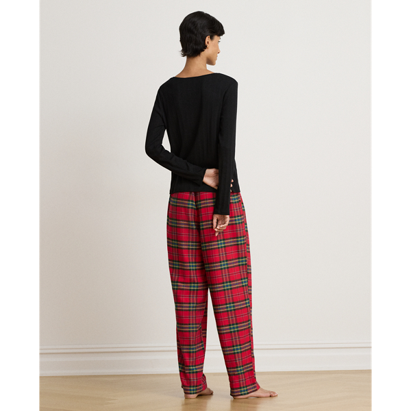 Plaid Cotton-Blend Henley Pyjama Set