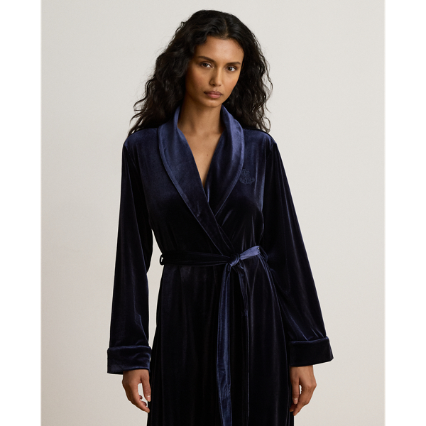 Velvet Long Shawl-Collar Robe