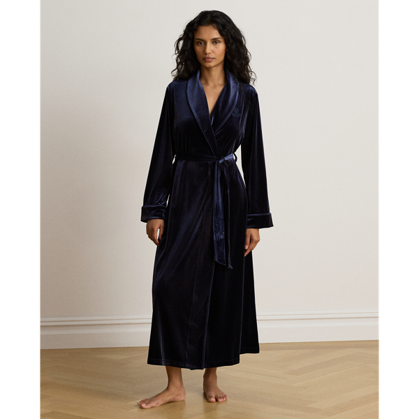 Velvet Long Shawl-Collar Robe