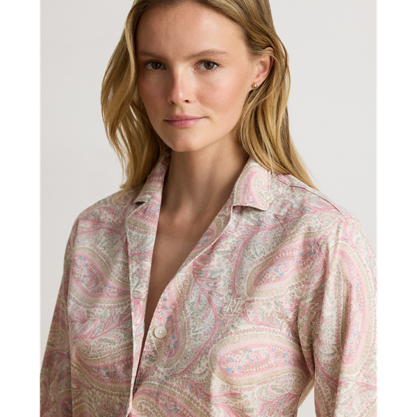 Ivory Print Paisley Cotton-Blend Lawn Sleep Set Lauren 5