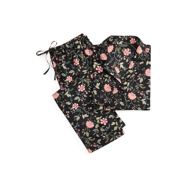 Black Ground Floral Floral Cotton-Blend Lawn Sleep Set Lauren 2