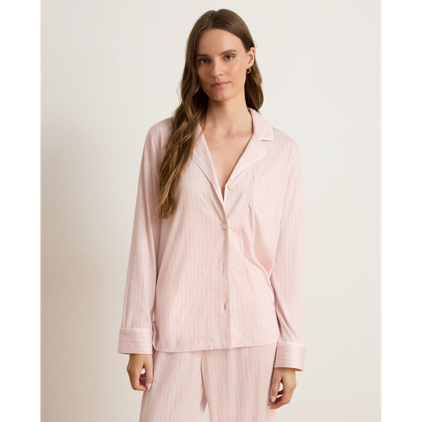 Pink Stripe Striped Cotton-Blend Jersey Sleep Set Lauren 3
