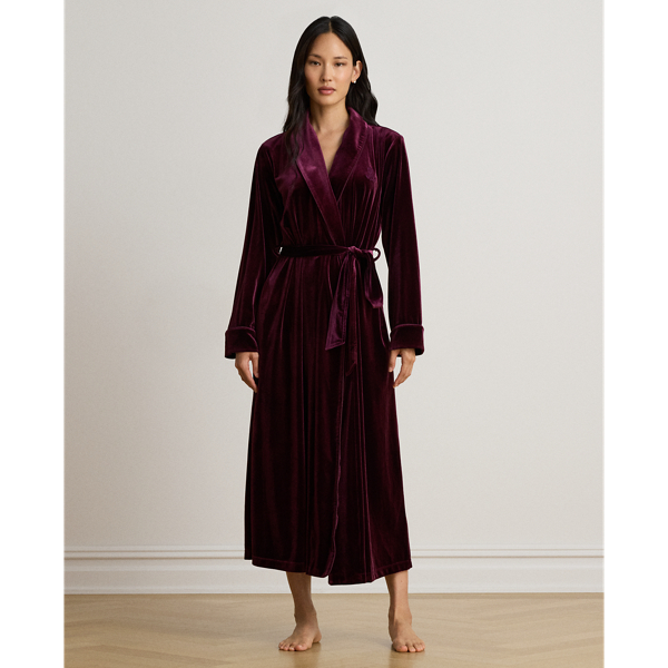 Velvet Long Shawl-Collar Robe