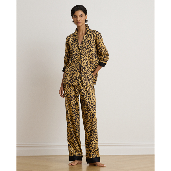 Leopard-Print Sateen Sleep Set