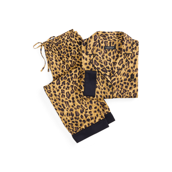 Leopard-Print Sateen Sleep Set