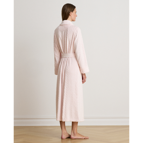  Aran-Clipped Shawl-Collar Long Robe