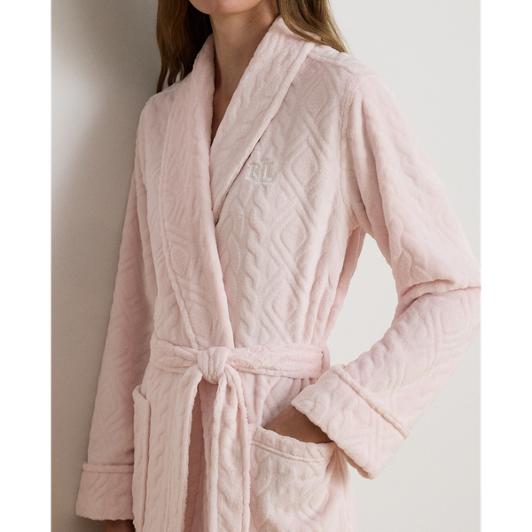  Aran-Clipped Shawl-Collar Long Robe