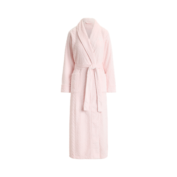  Aran-Clipped Shawl-Collar Long Robe
