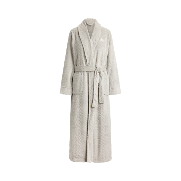  Aran-Clipped Shawl-Collar Long Robe