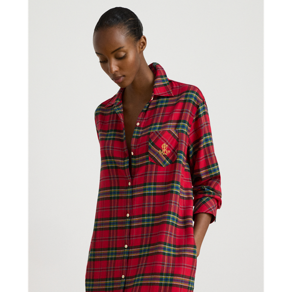 Plaid Cotton-Blend Twill Sleep Shirt