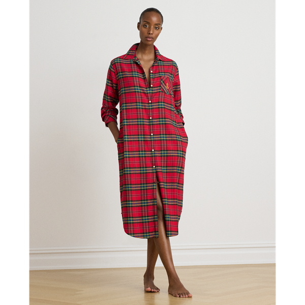 Plaid Cotton-Blend Twill Sleep Shirt