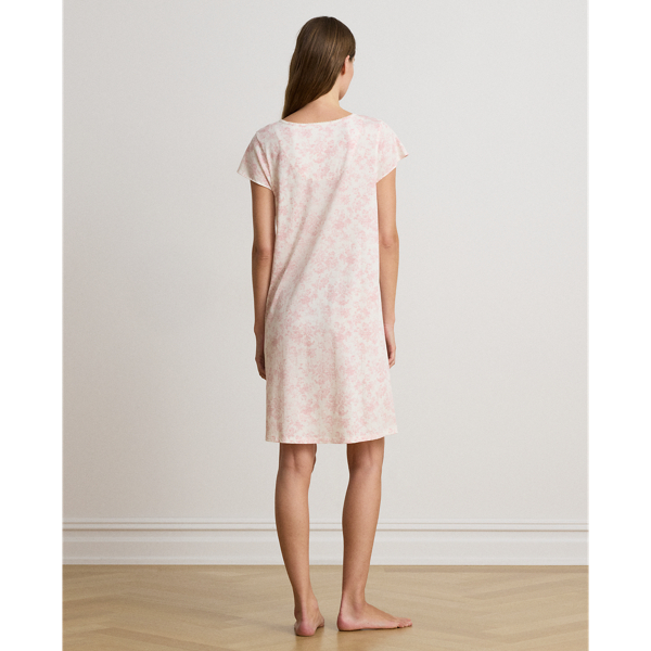 Floral Jersey Flutter-Sleeve Nightgown