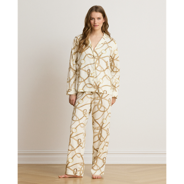 Belting-Print Sateen Sleep Set