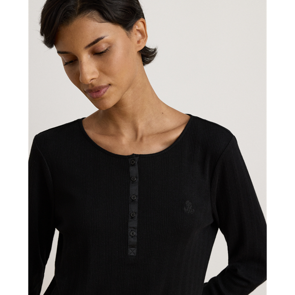 Plaid Cotton-Blend Henley Pajama Set