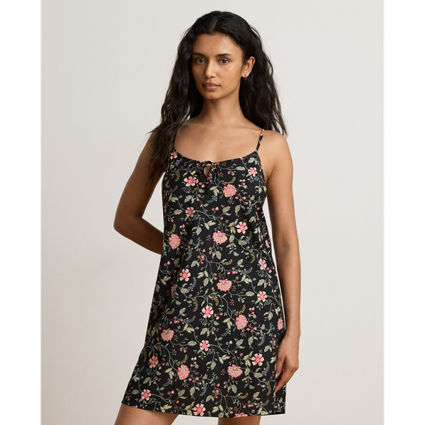 Black Ground Floral Floral Cotton-Blend Lawn Chemise Lauren 3