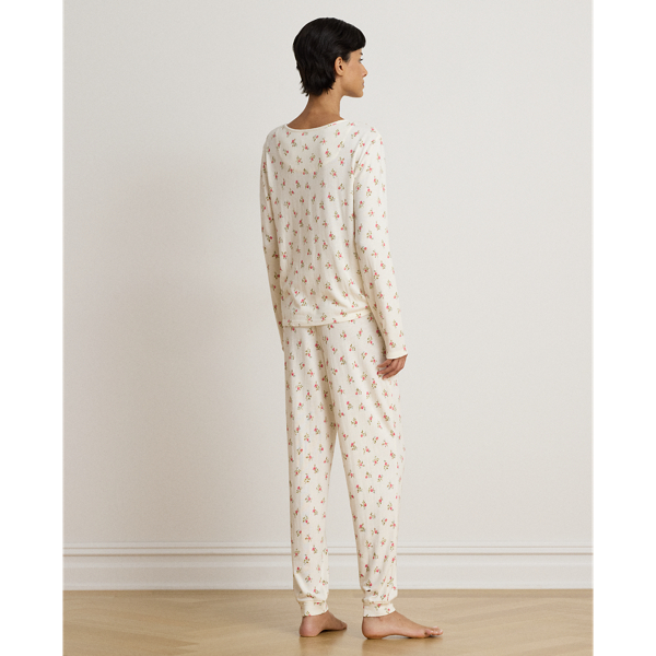 Floral Cotton-Blend Henley Jogger PJ Set