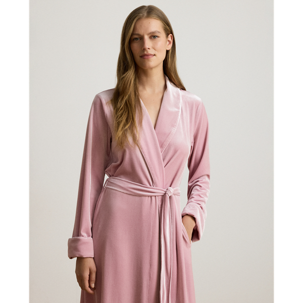 Velvet Shawl-Collar Long Robe