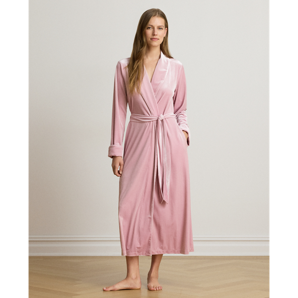 Velvet Shawl-Collar Long Robe