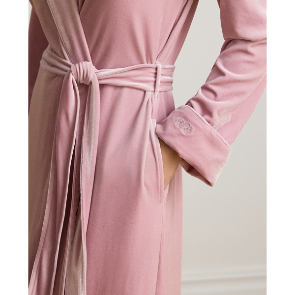 Velvet Shawl-Collar Long Robe