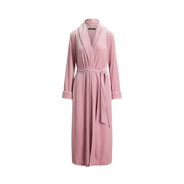 Velvet Shawl-Collar Long Robe