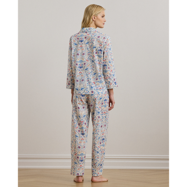 Ivory Print Floral Cotton-Blend Lawn Sleep Set Lauren 5