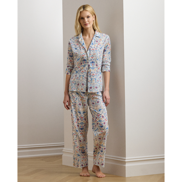 Ivory Print Floral Cotton-Blend Lawn Sleep Set Lauren 7