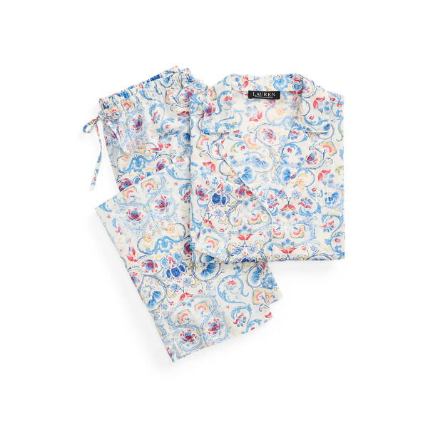 Ivory Print Floral Cotton-Blend Lawn Sleep Set Lauren 2