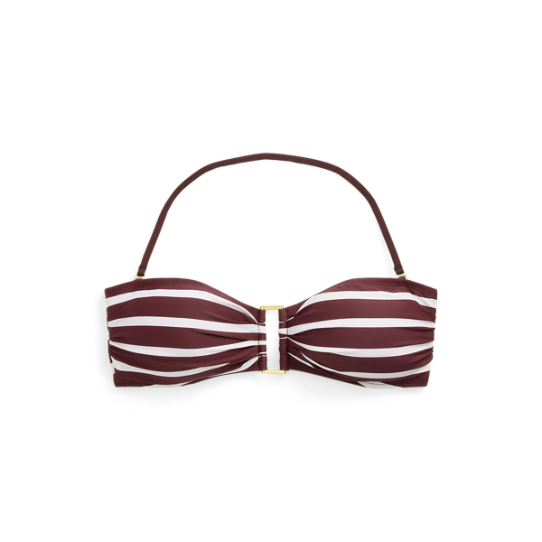 Striped Ring-Front Bandeau Bikini Top Lauren 1
