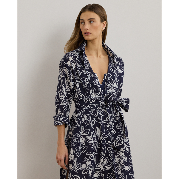 Floral Cotton Voile Shirtdress Cover-Up