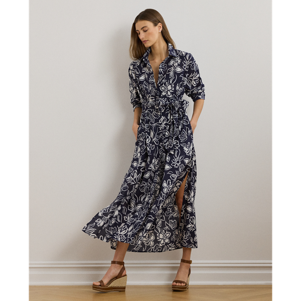 Floral Cotton Voile Shirtdress Cover-Up