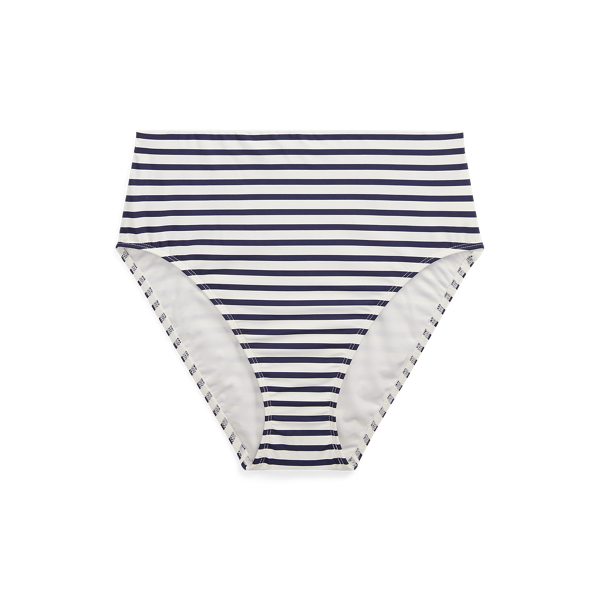 Striped High-Waisted Bikini Bottom
