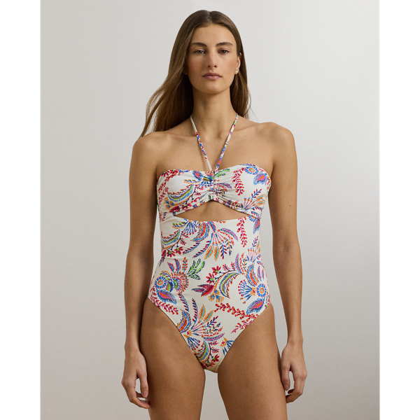 【Lauren RALPH LAUREN】フローラル シャーリング スイムスーツ Ruffle-Trim V-Neck Bikini Top | Ralph Lauren