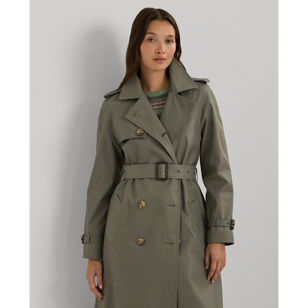 Zweireihiger Trenchcoat mit G&uuml;rtel Lauren in Olivgr&uuml;ner Farn 4