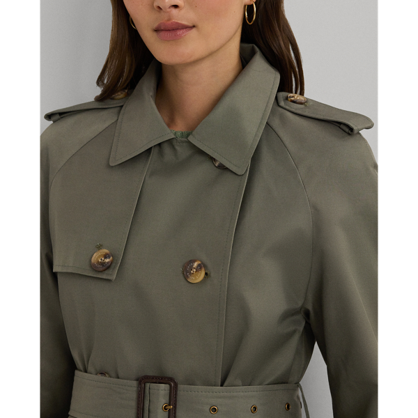 Zweireihiger Trenchcoat mit G&uuml;rtel Lauren in Olivgr&uuml;ner Farn 6