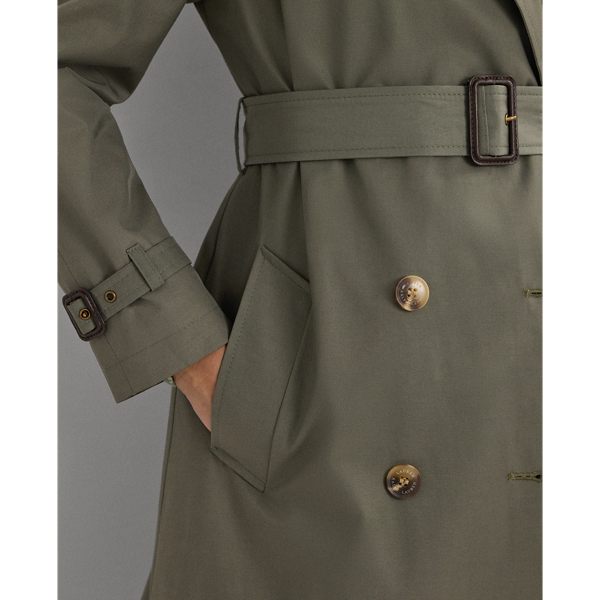 Zweireihiger Trenchcoat mit G&uuml;rtel Lauren in Olivgr&uuml;ner Farn 7
