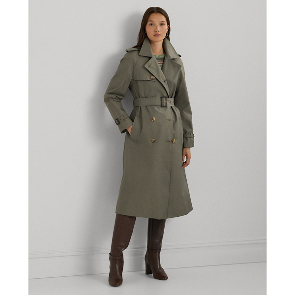 Zweireihiger Trenchcoat mit G&uuml;rtel Lauren in Olivgr&uuml;ner Farn 8