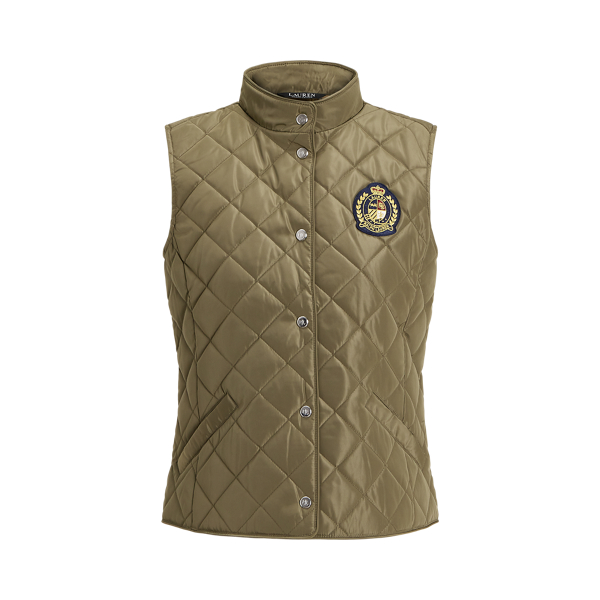 Gilet matelass&eacute; col chemin&eacute;e et &eacute;cusson