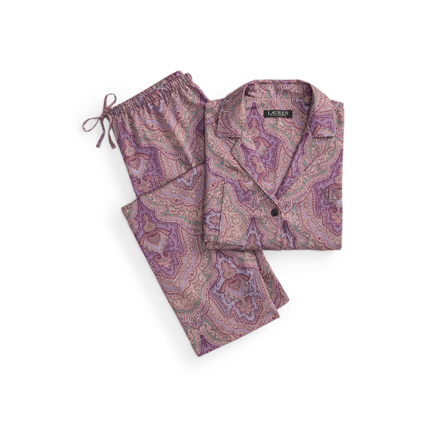 Pyjama satinette coton motif cachemire Lauren en 1