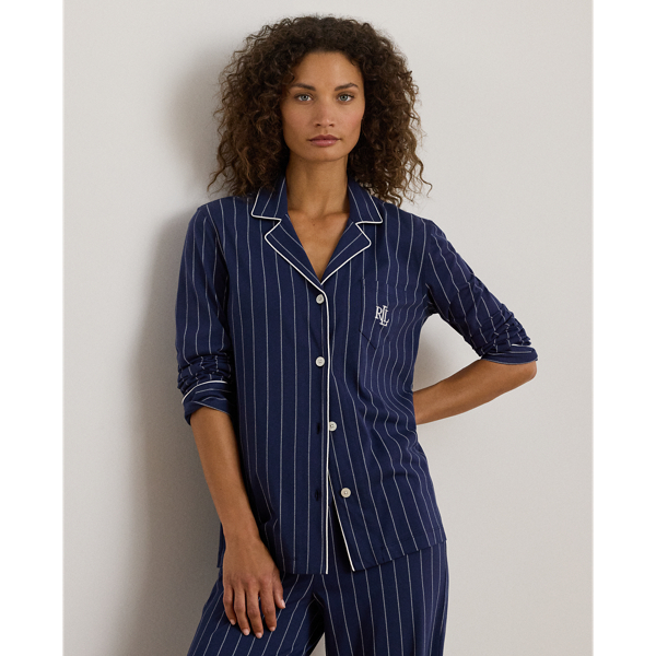 Pyjama rayé en jersey de coton Lauren en Rayure marine 3