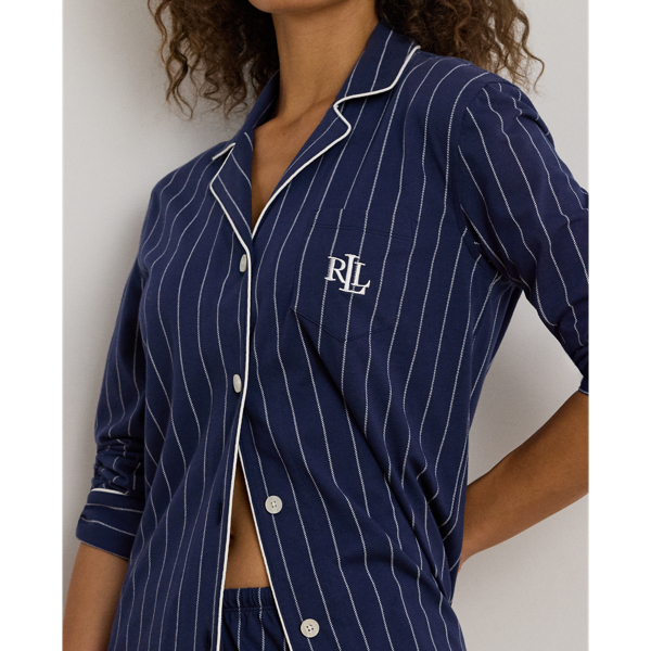 Pyjama rayé en jersey de coton Lauren en Rayure marine 5
