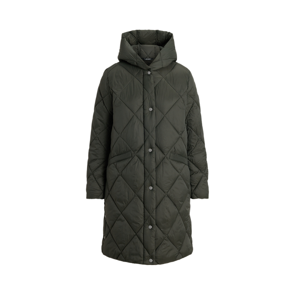 Hooded Diamond-Quilted Coat