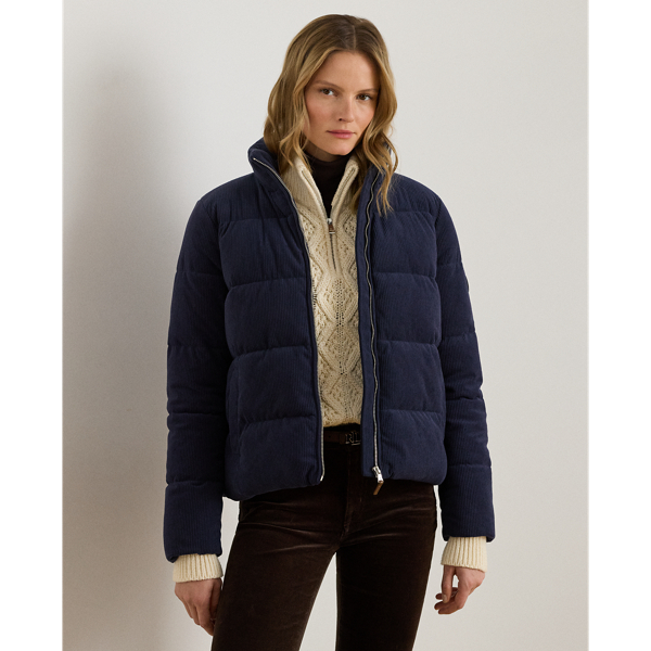 Gesteppte Pufferjacke aus Kordsamt