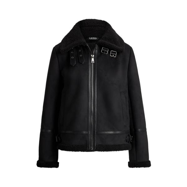 Veste &agrave; boucles en daim vegan Lauren en 1